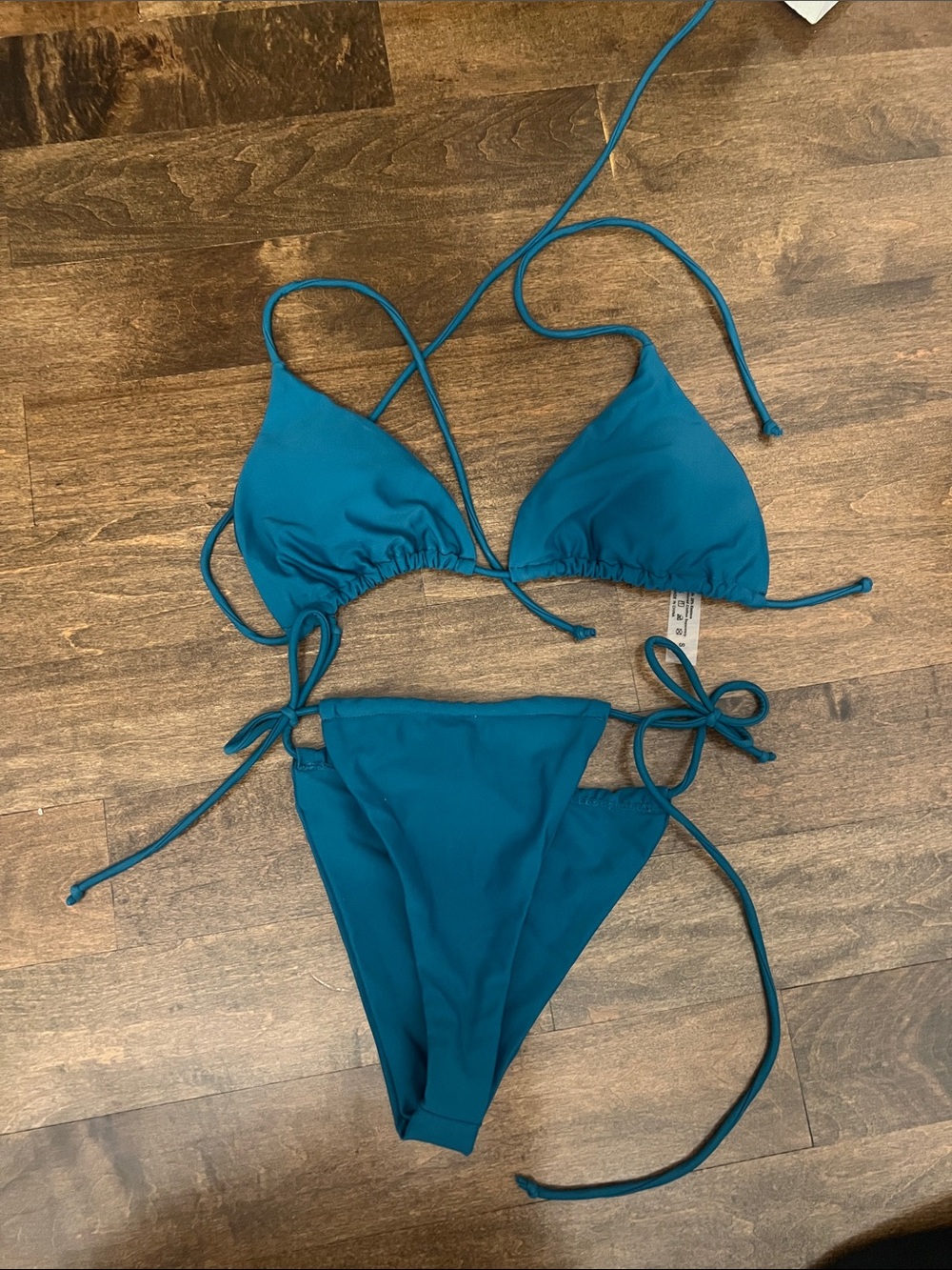 SHEIN Teal Triangle String Bikini Set